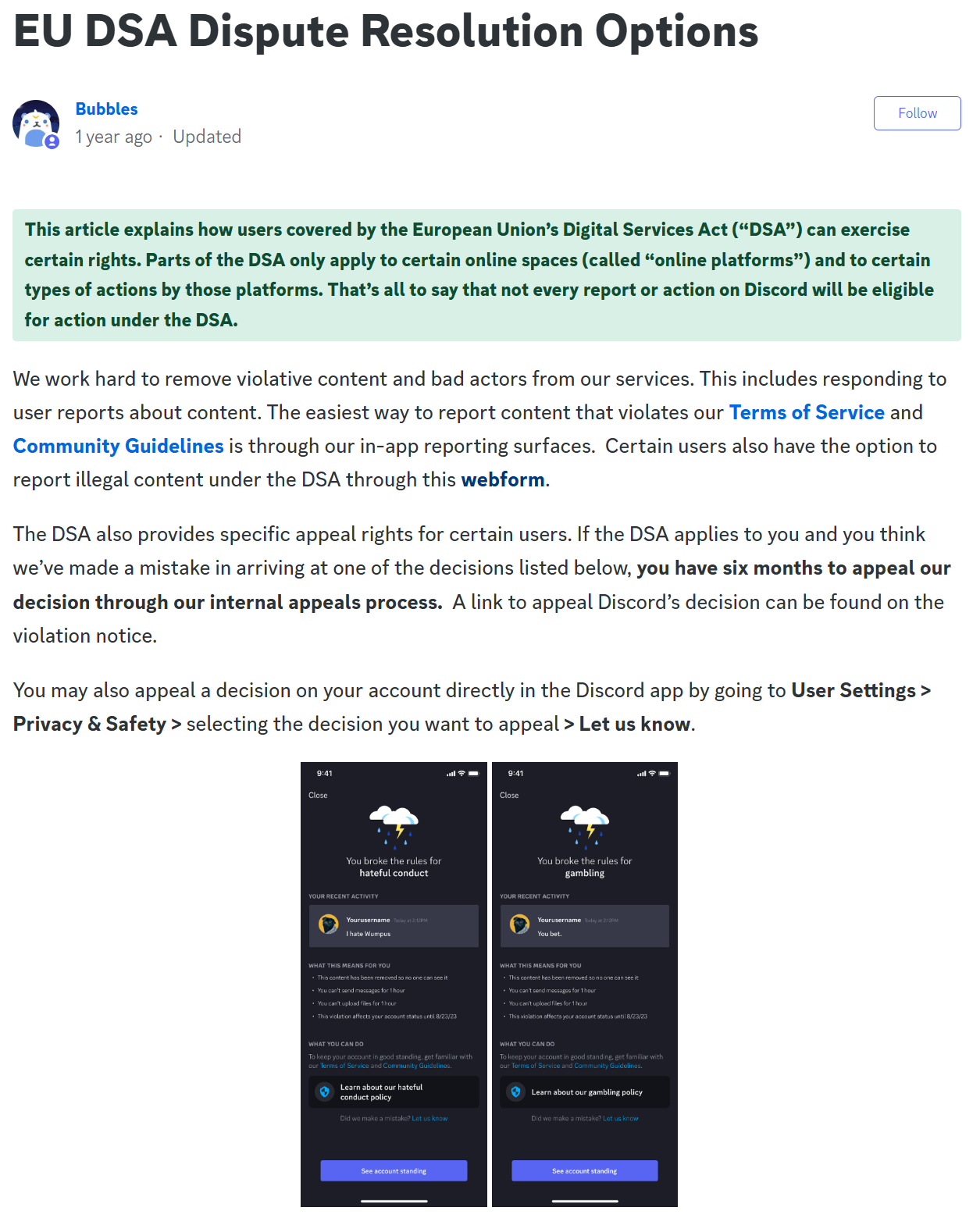 Digital Services Act & Discord